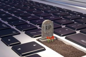 Grave on laptop computer
