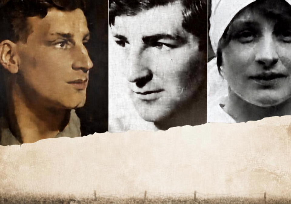 Composite image of Wilfred Owen, Siegfried Sassoon, and Vera Brittain